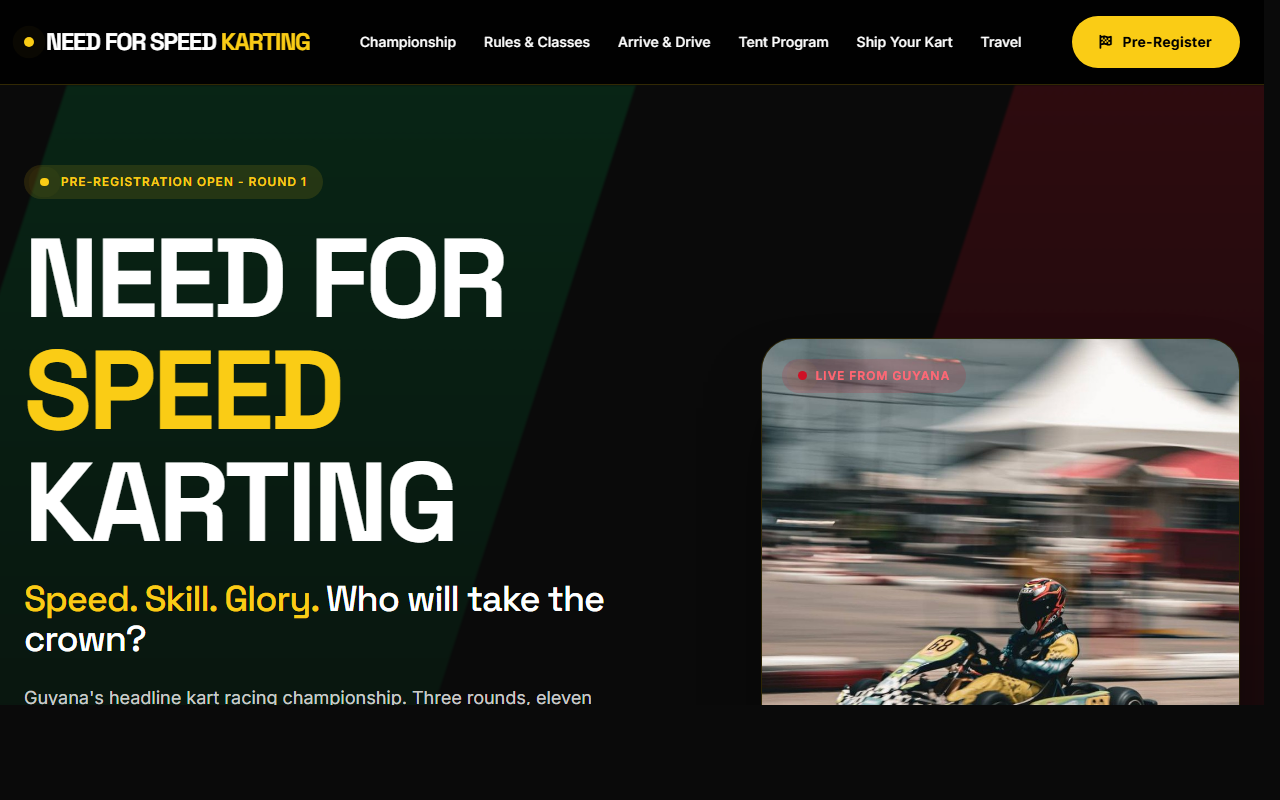 GuyanaKarting.com website preview