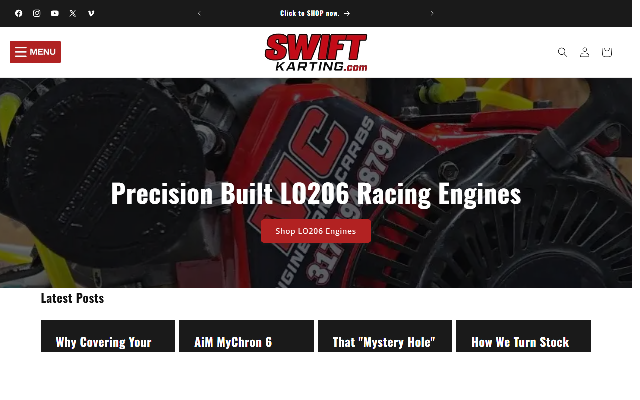 SwiftKarting.com website preview